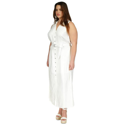 Plus Size Belted Sleeveless Maxi Dress