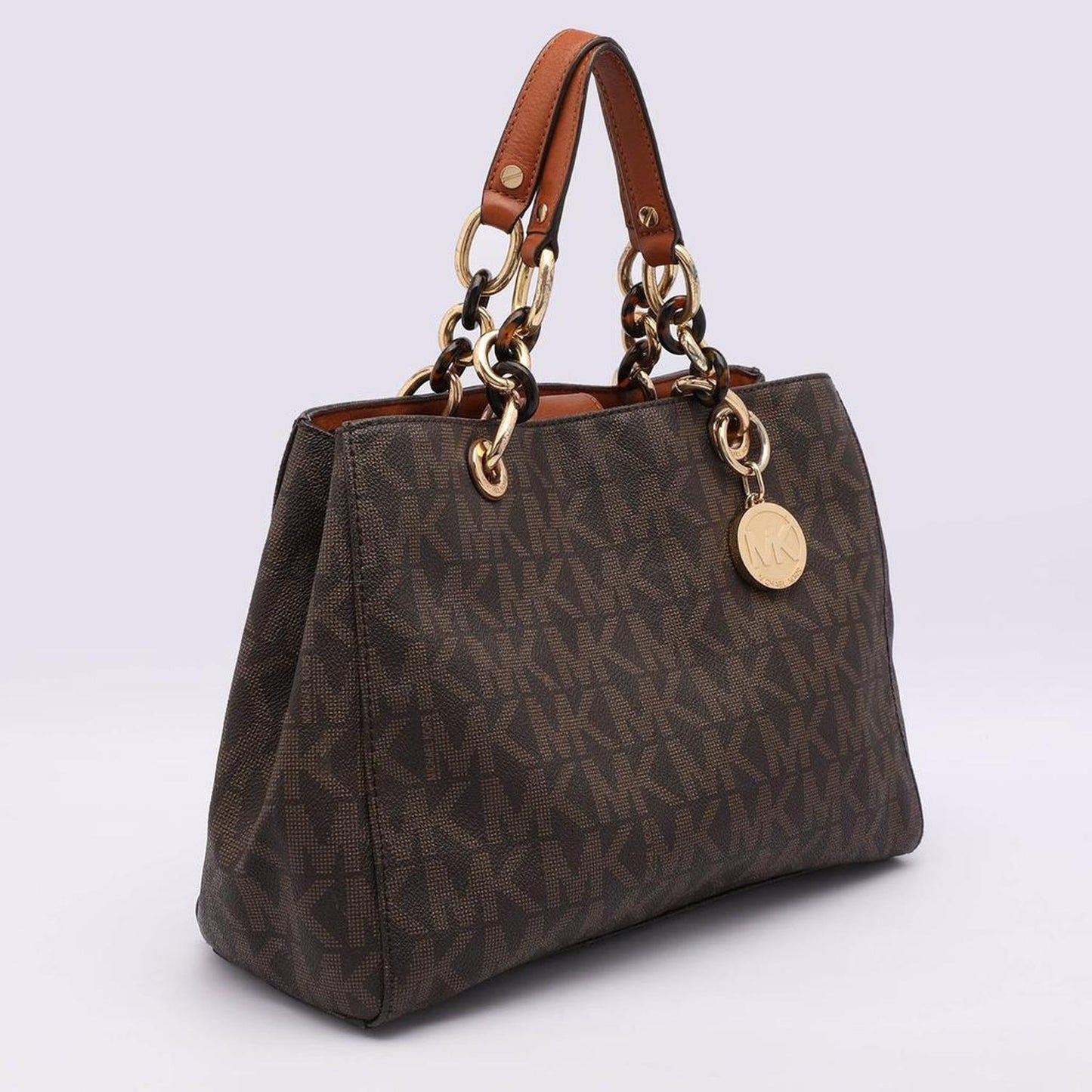 Michael Kors Brown Signature Coated Canvas Medium Cynthia Tote