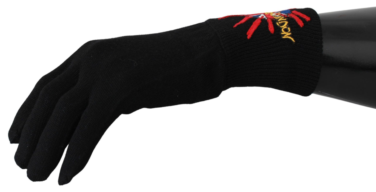 Dolce & Gabbana Elegant Black Virgin Wool Unisex Gloves