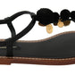 Dolce & Gabbana Pom Pom Flip Flop Ankle Strap Flats