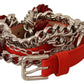 Dolce & Gabbana Elegant Floral Rose Waist Belt in Vibrant Red