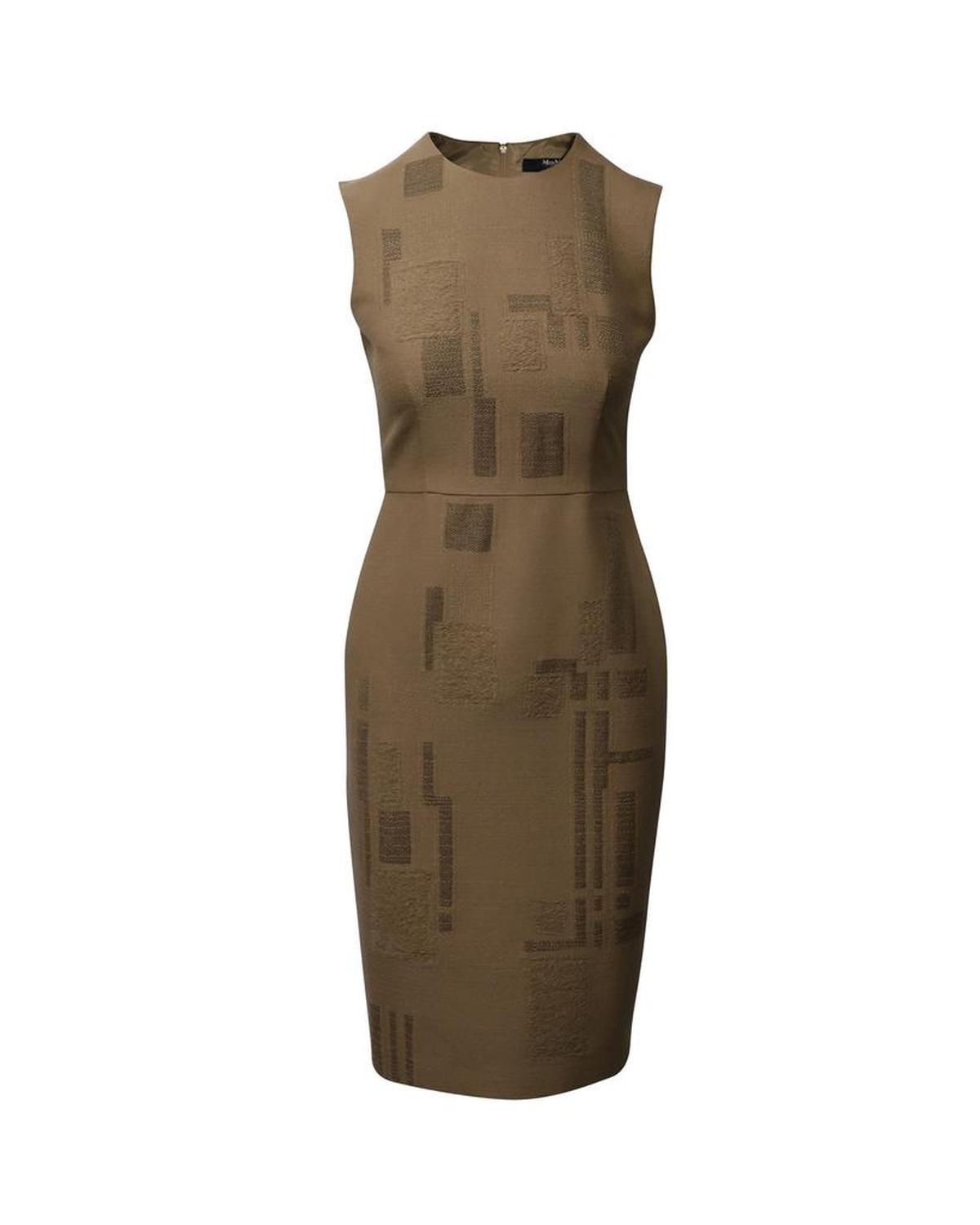 Max Mara Sleeveless Sheath Dress in Brown Wool