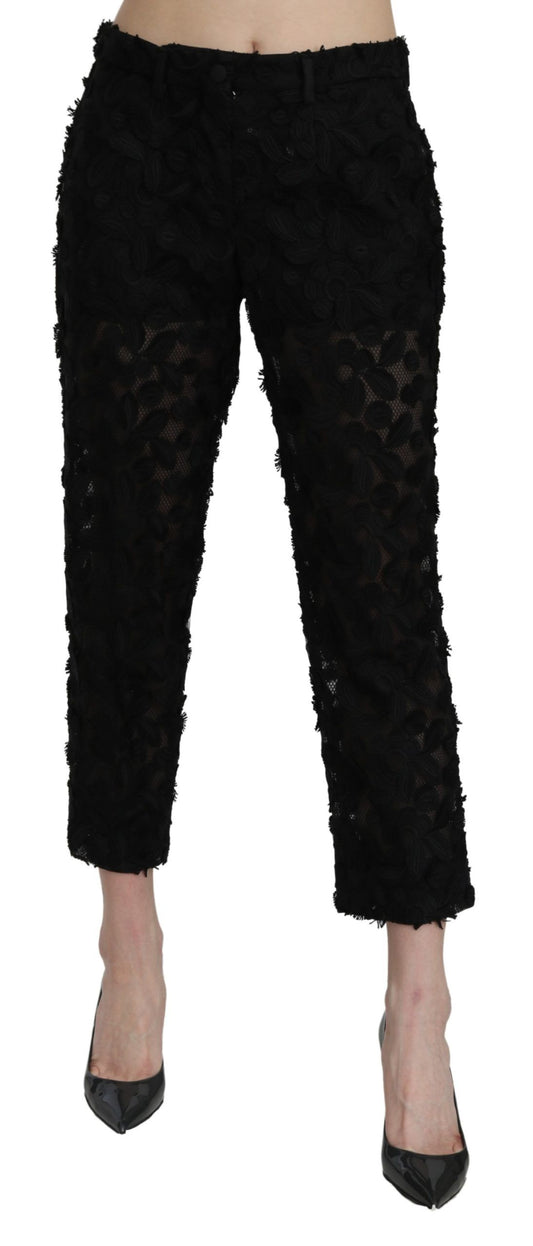 Dolce & Gabbana Elegant Straight Cropped Lace Trousers