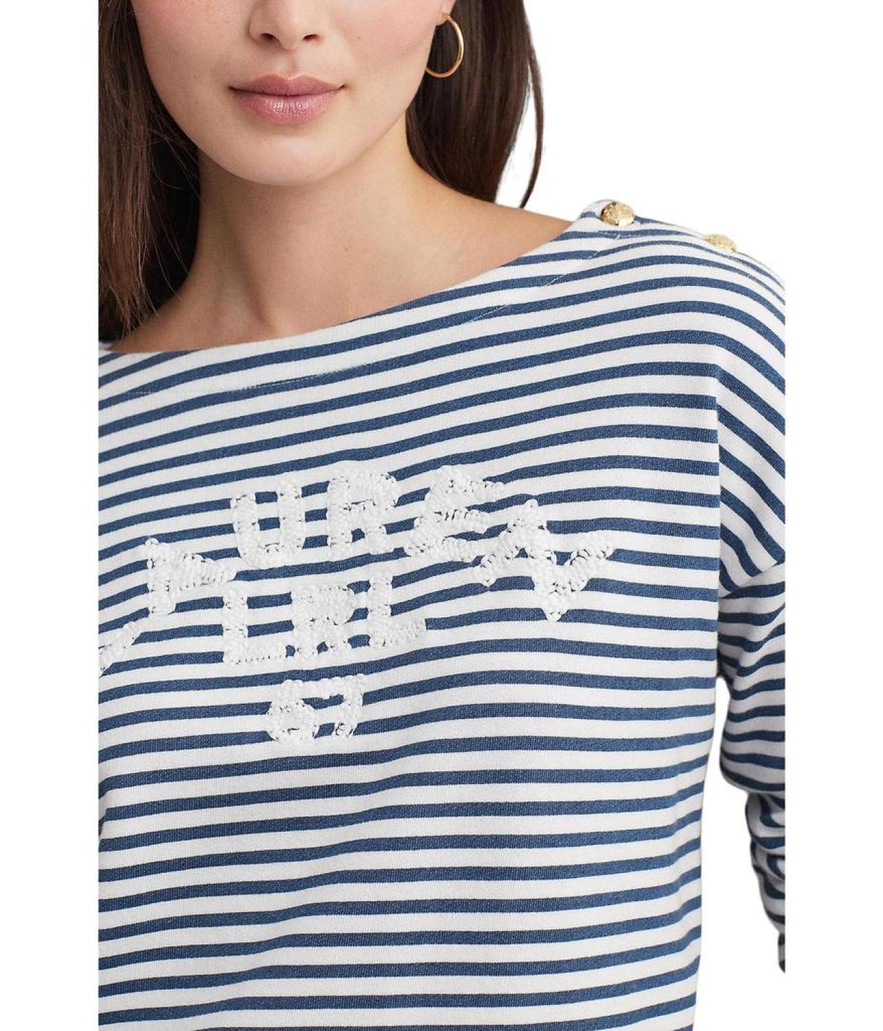 Logo Striped French Terry Top