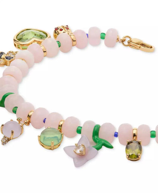 Gold-Tone Bead & Stone Garden Charm Bracelet