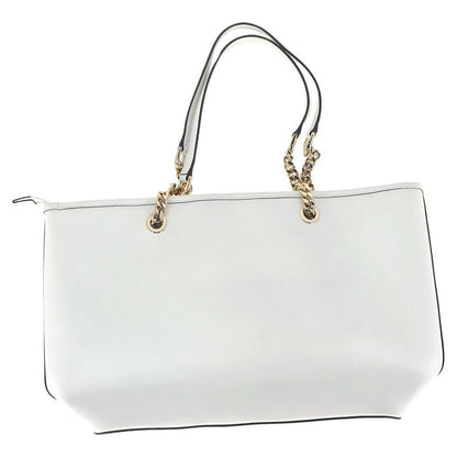 Medium Jet Set Chain Travel Tote Bag in White Saffiano Leather