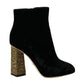 Dolce & Gabbana Elegant Velvet Ankle Boots with Crystal Heels