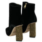 Dolce & Gabbana Elegant Velvet Ankle Boots with Crystal Heels