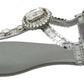 Dolce & Gabbana Elegant Silver Flats with Crystal Embellishments