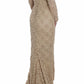 Dolce & Gabbana Beige Floral Lace Long Sleeve Maxi Dress