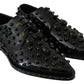 Dolce & Gabbana Elegant Black Crystal Leather Dress Shoes