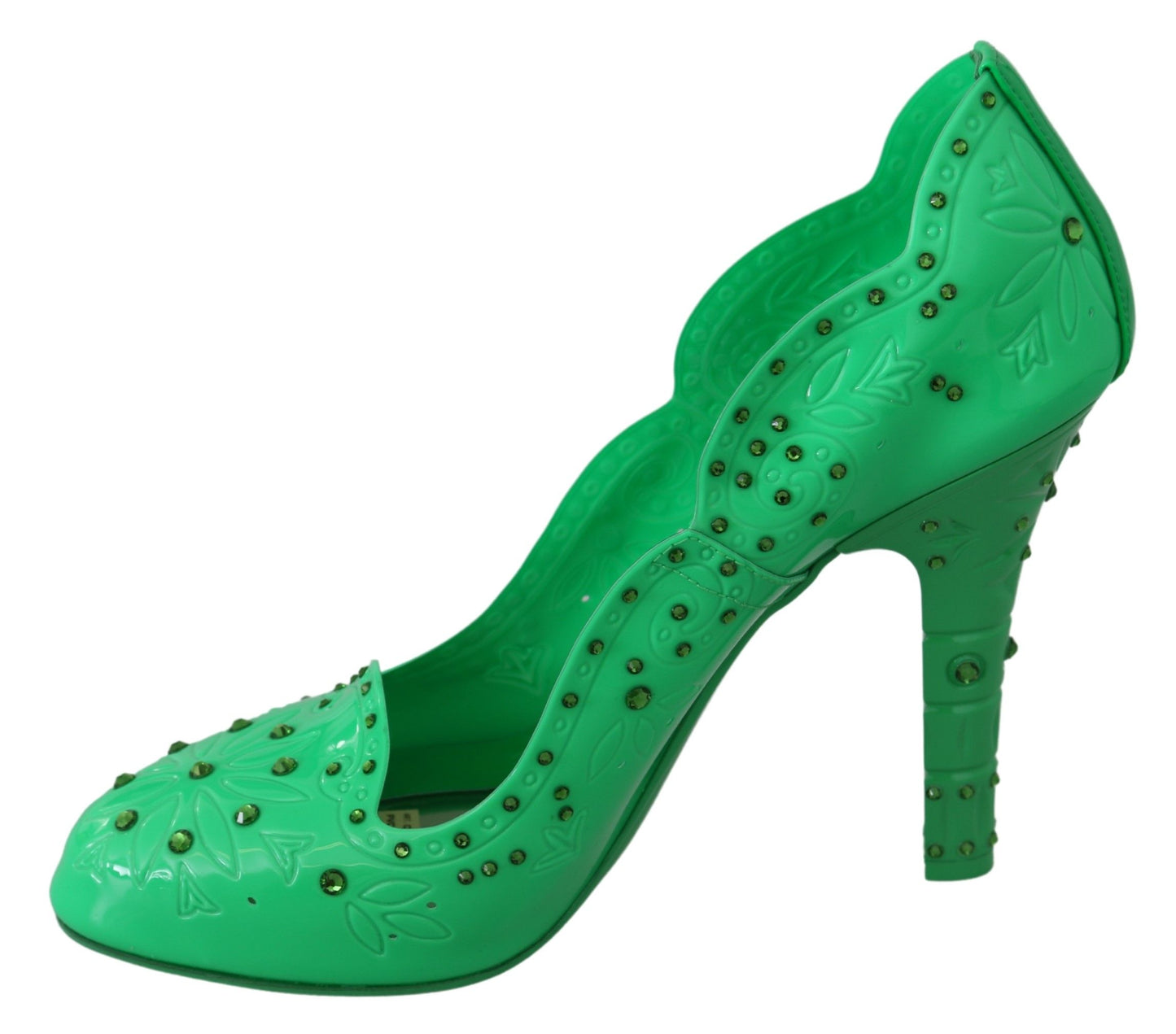 Dolce & Gabbana Enchanting Crystal Cinderella Pumps in Lush Green