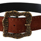 Dolce & Gabbana Elegant Suede Leather Belt with Gold Studs