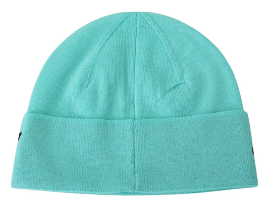 Givenchy Aquamarine Green Wool Beanie with Signature Logo