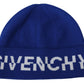 Givenchy Chic Unisex Cobalt Wool Beanie with Logo Detail