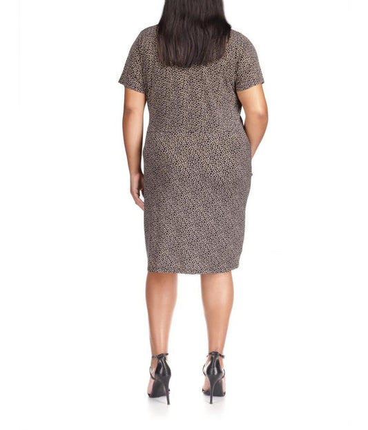 Plus Size Giraffe Twist Short Sleeve Mini Dress