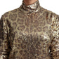 Dolce & Gabbana Sequined Turtleneck Full Zip Sweater in Brown