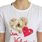 Dolce & Gabbana Crystal-Embellished White Cotton Tee