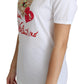 Dolce & Gabbana Crystal-Embellished White Cotton Tee