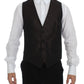 Dolce & Gabbana Elegant Brown Black Wool Blend Dress Vest