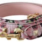 Dolce & Gabbana Floral Gold Stud Leather Strap in Pink