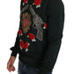 Dolce & Gabbana Emerald Cotton Sweater with Crystal Embroidery