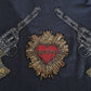 Dolce & Gabbana Gray Crystal Heart Gun Motif Sweater