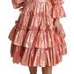 Dolce & Gabbana Pink Metallic Ruffled Gown Elegance