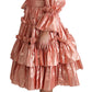 Dolce & Gabbana Pink Metallic Ruffled Gown Elegance