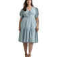 Plus-Size Chambray Puff-Sleeve Dress