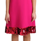 Dolce & Gabbana Elegant Fuchsia Sequined Wool Blend Shift Dress