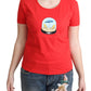 Moschino Chic Red Cotton Tee with Signature Print