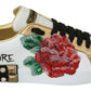 Dolce & Gabbana Elegant Sequined Floral Leather Sneakers