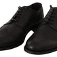 Dolce & Gabbana Elegant Black Leather Derby Wingtip Shoes