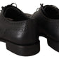 Dolce & Gabbana Elegant Black Leather Derby Wingtip Shoes