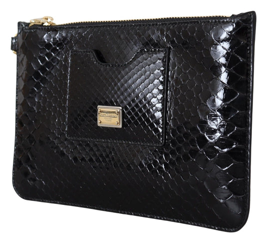 Dolce & Gabbana Exotic Leather Black Wristlet Wallet