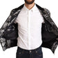 Dolce & Gabbana Elegant Black Bomber Jacket with Silver Details