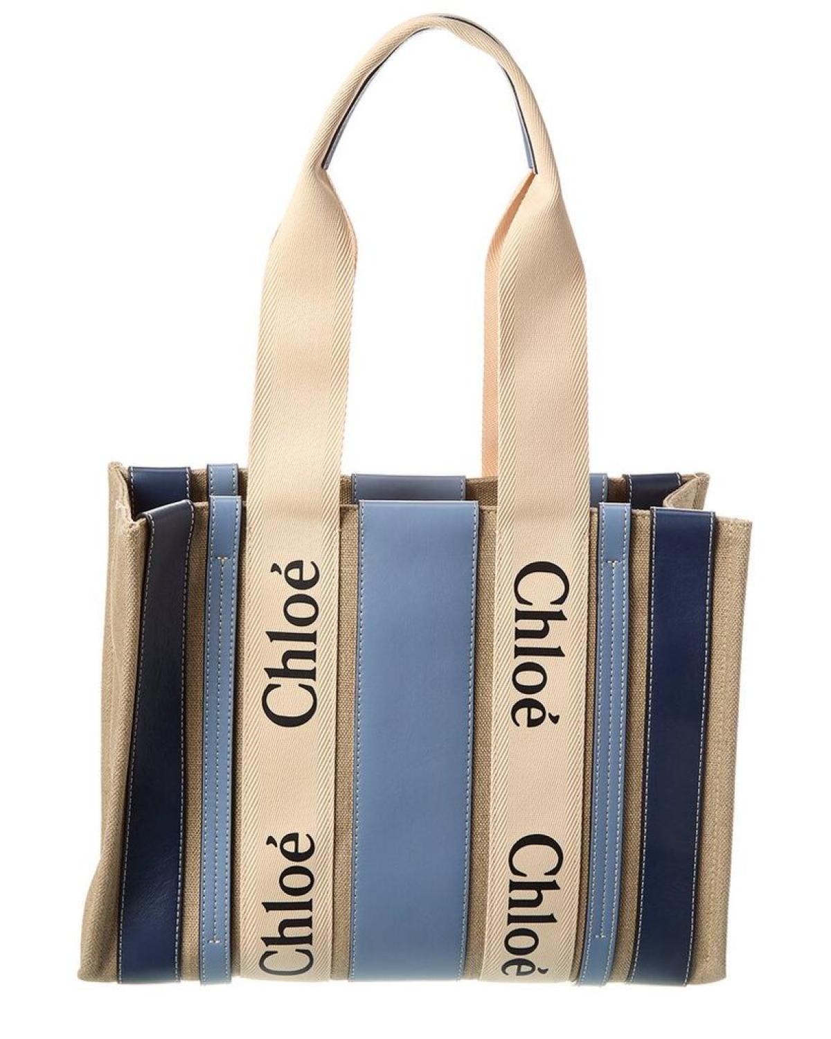 Chloé Woody Medium Canvas & Leather Tote