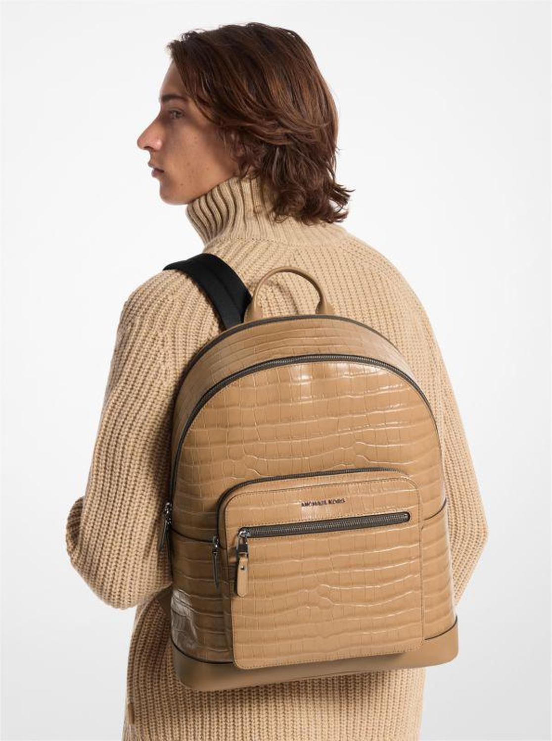 Hudson Crocodile Embossed Leather Commuter Backpack