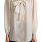 Dolce & Gabbana Elegant Light Gray Silk Ascot Blouse