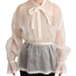 Dolce & Gabbana Elegant White Silk-Cotton Ascot Blouse