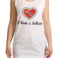 Dolce & Gabbana Crystal Embellished Heart White Sleeveless Tee