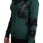 Dolce & Gabbana Elegant Green Pullover with Black Lace Detail