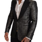 Dolce & Gabbana Metallic Gray Jacquard Slim Fit Blazer