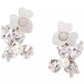 Silver-Tone Cubic Zirconia, Imitation Pearl & Mother-of-Pearl Flower Stud Earrings