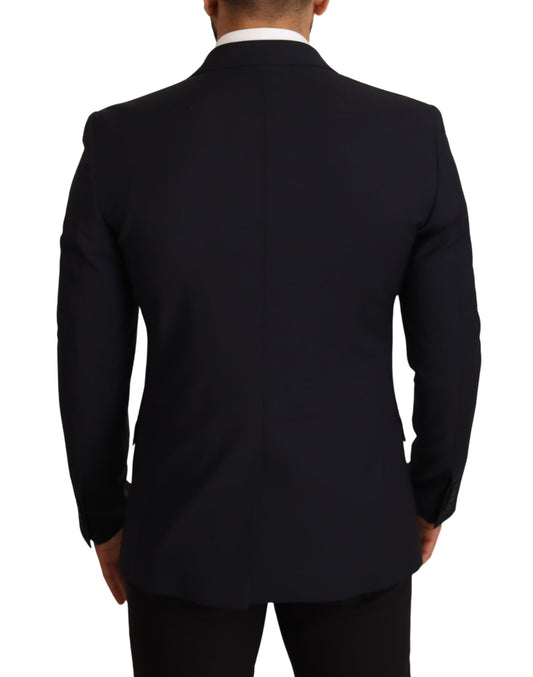 Dolce & Gabbana Elegant Dark Blue Wool Blend Martini Suit