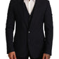 Dolce & Gabbana Elegant Dark Blue Wool Blend Martini Suit