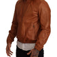 Dolce & Gabbana Elegant Brown Leather Bomber Jacket