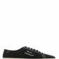 Saint Laurent Sleek Black Canvas & Leather Low-Top Sneakers