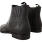 Dolce & Gabbana Elegant Black Leather Lizard Skin Derby Boots